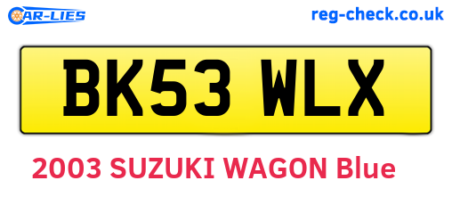 BK53WLX are the vehicle registration plates.