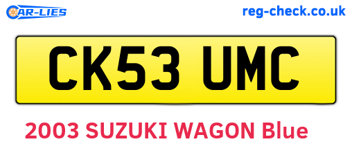 CK53UMC are the vehicle registration plates.