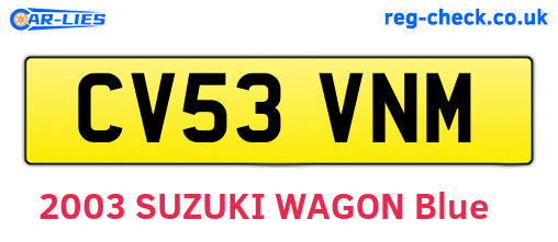 CV53VNM are the vehicle registration plates.
