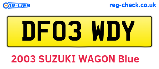 DF03WDY are the vehicle registration plates.