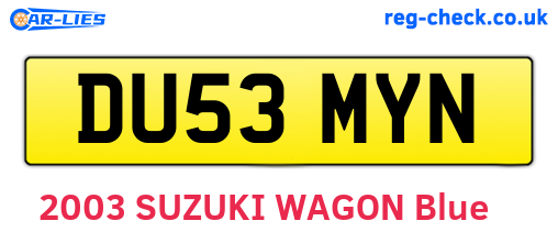 DU53MYN are the vehicle registration plates.