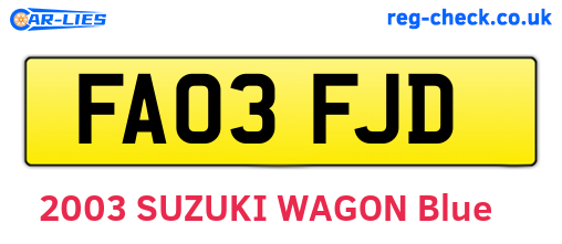 FA03FJD are the vehicle registration plates.