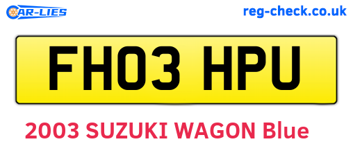 FH03HPU are the vehicle registration plates.
