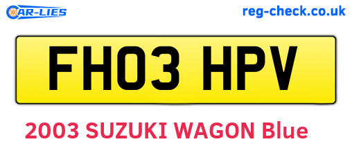 FH03HPV are the vehicle registration plates.