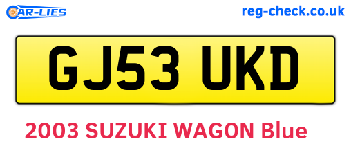 GJ53UKD are the vehicle registration plates.