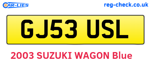 GJ53USL are the vehicle registration plates.