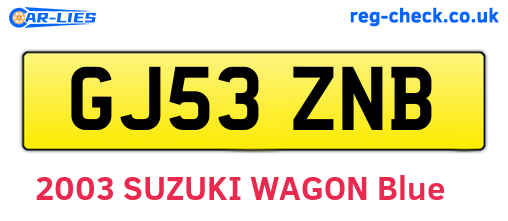 GJ53ZNB are the vehicle registration plates.