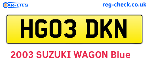 HG03DKN are the vehicle registration plates.