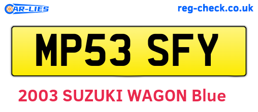 MP53SFY are the vehicle registration plates.