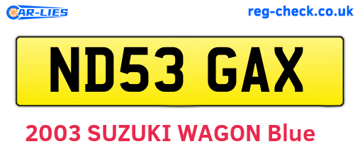 ND53GAX are the vehicle registration plates.