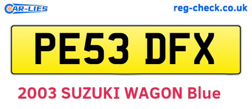 PE53DFX are the vehicle registration plates.