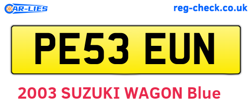 PE53EUN are the vehicle registration plates.
