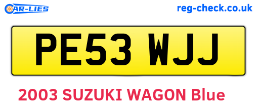 PE53WJJ are the vehicle registration plates.