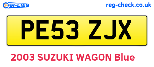 PE53ZJX are the vehicle registration plates.