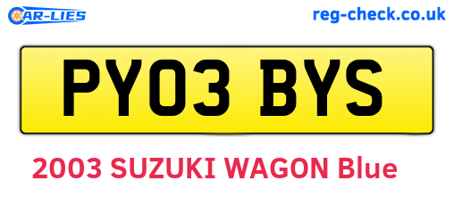 PY03BYS are the vehicle registration plates.