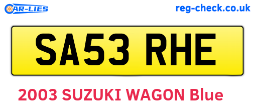 SA53RHE are the vehicle registration plates.