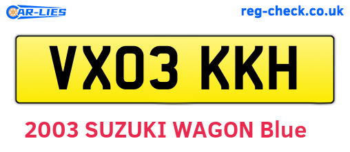 VX03KKH are the vehicle registration plates.