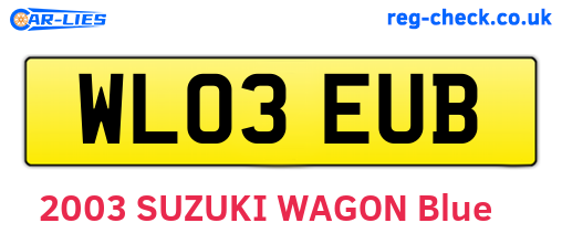 WL03EUB are the vehicle registration plates.