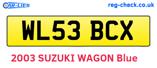 WL53BCX are the vehicle registration plates.