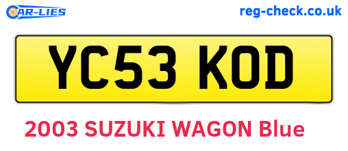 YC53KOD are the vehicle registration plates.