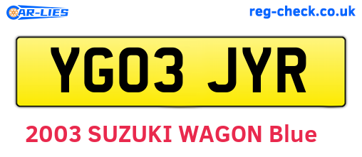 YG03JYR are the vehicle registration plates.