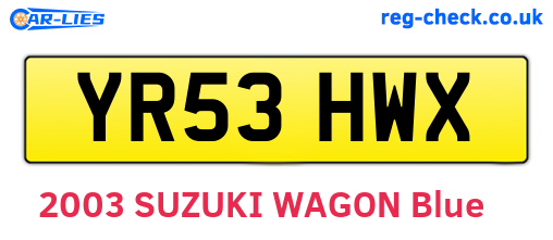 YR53HWX are the vehicle registration plates.