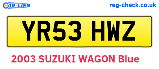YR53HWZ are the vehicle registration plates.
