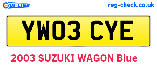 YW03CYE are the vehicle registration plates.