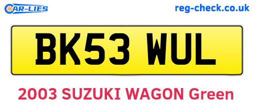 BK53WUL are the vehicle registration plates.
