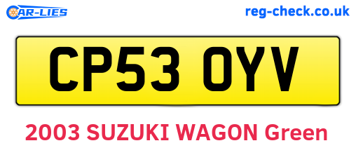 CP53OYV are the vehicle registration plates.