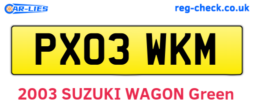 PX03WKM are the vehicle registration plates.