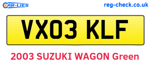 VX03KLF are the vehicle registration plates.
