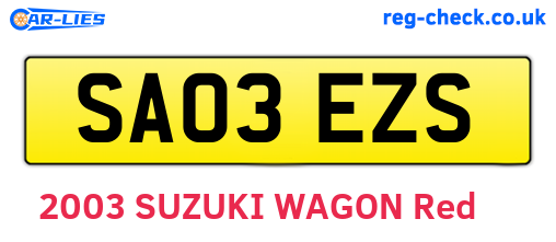 SA03EZS are the vehicle registration plates.