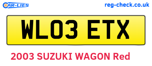 WL03ETX are the vehicle registration plates.