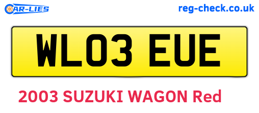 WL03EUE are the vehicle registration plates.