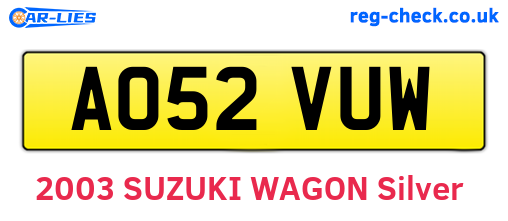 AO52VUW are the vehicle registration plates.