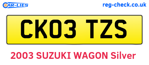 CK03TZS are the vehicle registration plates.