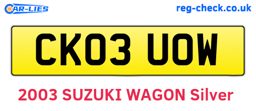 CK03UOW are the vehicle registration plates.