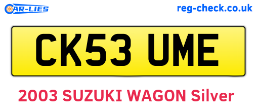 CK53UME are the vehicle registration plates.