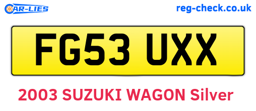 FG53UXX are the vehicle registration plates.