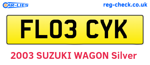 FL03CYK are the vehicle registration plates.