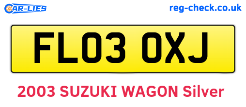 FL03OXJ are the vehicle registration plates.