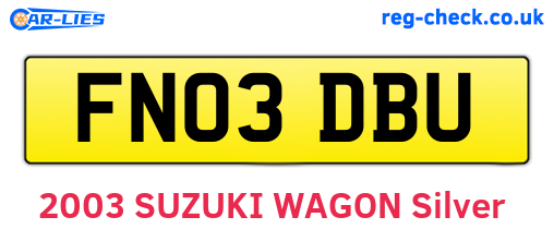 FN03DBU are the vehicle registration plates.