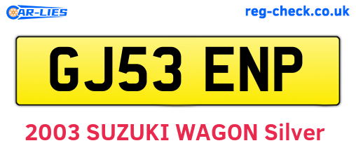 GJ53ENP are the vehicle registration plates.
