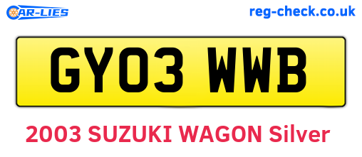 GY03WWB are the vehicle registration plates.