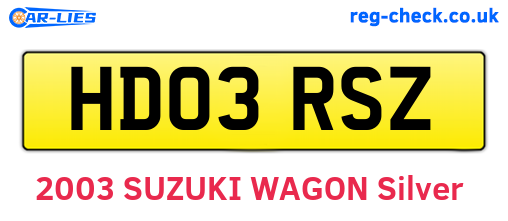HD03RSZ are the vehicle registration plates.