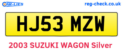 HJ53MZW are the vehicle registration plates.