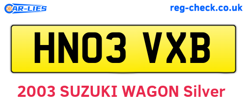 HN03VXB are the vehicle registration plates.