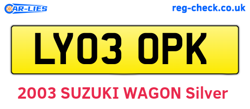 LY03OPK are the vehicle registration plates.
