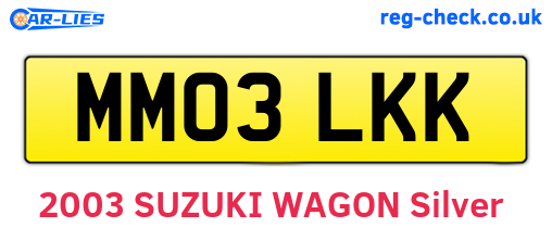 MM03LKK are the vehicle registration plates.